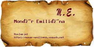 Monár Emiliána névjegykártya